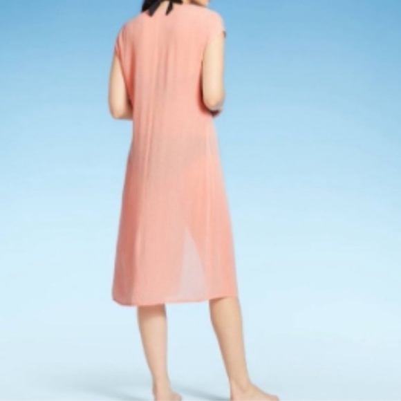 Kona Sol Twist-Front Midi Cover Up Dress in Pink Size L - Picture 2 of 10